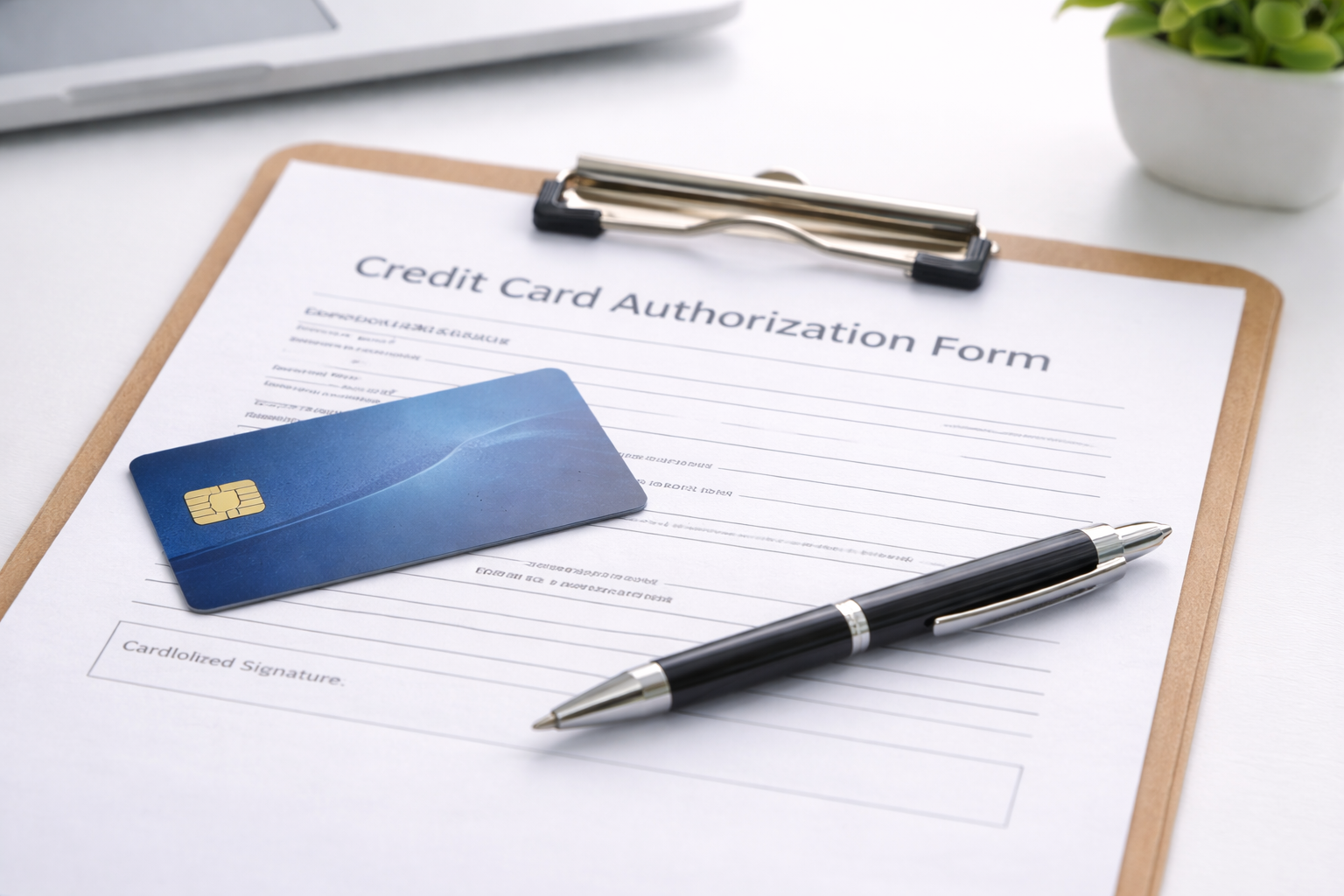 Credit card authorization form for recurring payments and invoices